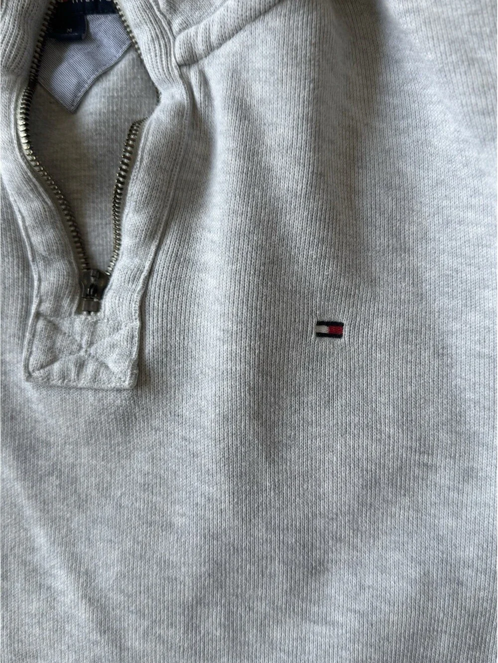 Tommy Hilfiger Men’s M Quarter Zip Pullover Sweater Gray Casual Cotton Blend